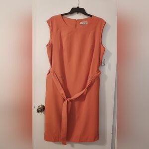 Kasper Cap Sleeve Zip Pocket Belted Dress, size 20w